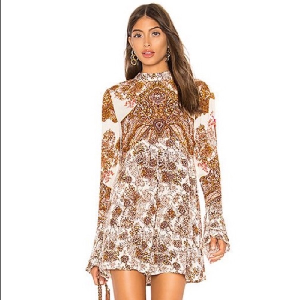 Free People Lady Luck Boho Tunic Ivory Combo M - Picture 3 of 16